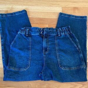 NWOT Scrunched Elastic Waist Blue Jeans, Time and Tru Size 10